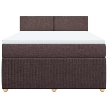 vidaXL Κρεβάτι Boxspring με Στρώμα Σκούρο Καφέ 140x200 εκ Υφασμάτινο