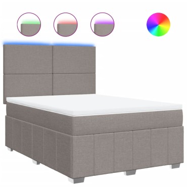 vidaXL Κρεβάτι Boxspring με Στρώμα Taupe 140x200 εκ. Υφασμάτινο