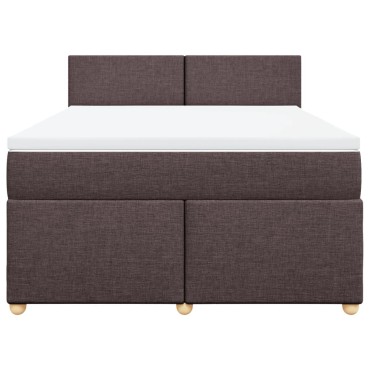 vidaXL Κρεβάτι Boxspring με Στρώμα Σκούρο Καφέ 140x190 εκ. Υφασμάτινο