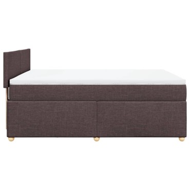 vidaXL Κρεβάτι Boxspring με Στρώμα Σκούρο Καφέ 140x190 εκ. Υφασμάτινο