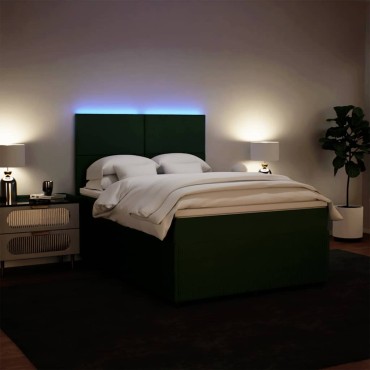 vidaXL Κρεβάτι Boxspring με Στρώμα Σκούρο Πράσινο 140x200εκ. Βελούδινο