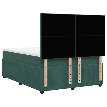 vidaXL Κρεβάτι Boxspring με Στρώμα Σκούρο Πράσινο 140x200εκ. Βελούδινο