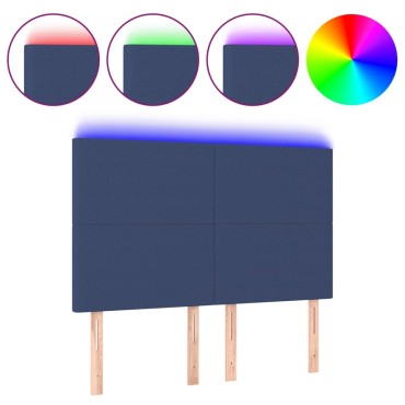 vidaXL Κεφαλάρι Κρεβατιού LED Μπλε 144x5x118/128cm Υφασμάτινο 1 τεμ.
