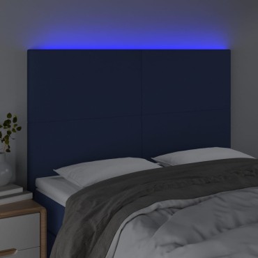 vidaXL Κεφαλάρι Κρεβατιού LED Μπλε 144x5x118/128cm Υφασμάτινο 1 τεμ.