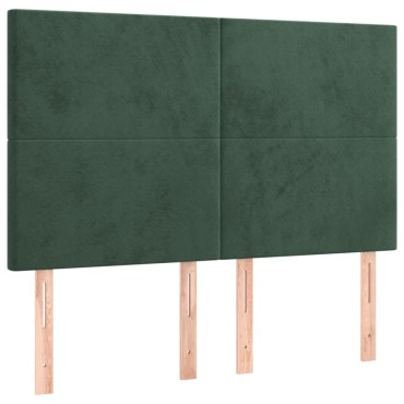vidaXL Κρεβάτι Boxspring με Στρώμα Σκούρο Πράσινο 140x200εκ. Βελούδινο