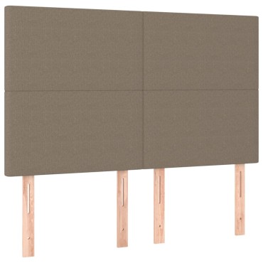 vidaXL Κρεβάτι Boxspring με Στρώμα & LED Taupe 140x200 εκ. Υφασμάτινο
