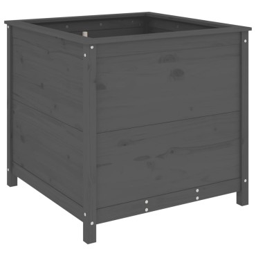 vidaXL Ζαρντινιέρα Γκρι 82,5 x 82,5 x 78 εκ. από Μασίφ Ξύλο Πεύκου