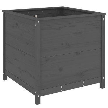 vidaXL Ζαρντινιέρα Γκρι 82,5 x 82,5 x 78 εκ. από Μασίφ Ξύλο Πεύκου
