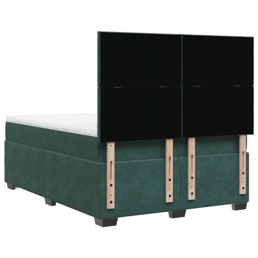 vidaXL Κρεβάτι Boxspring με Στρώμα Σκούρο Πράσινο 140x190εκ. Βελούδινο