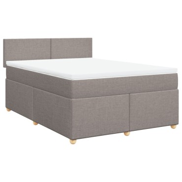 vidaXL Κρεβάτι Boxspring με Στρώμα Taupe 140x190 εκ. Υφασμάτινο