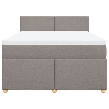 vidaXL Κρεβάτι Boxspring με Στρώμα Taupe 140x190 εκ. Υφασμάτινο