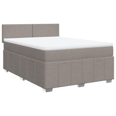 vidaXL Κρεβάτι Boxspring με Στρώμα Taupe 140x200 εκ. Υφασμάτινο
