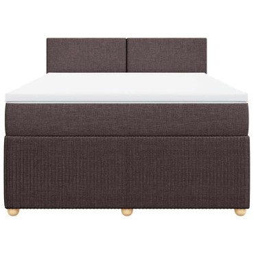 vidaXL Κρεβάτι Boxspring με Στρώμα Σκούρο Καφέ 140x200 εκ Υφασμάτινο