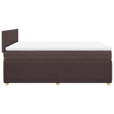 vidaXL Κρεβάτι Boxspring με Στρώμα Σκούρο Καφέ 140x200 εκ Υφασμάτινο
