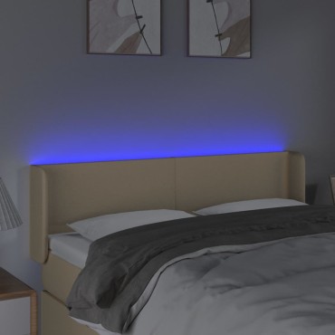 vidaXL Κεφαλάρι Κρεβατιού LED Κρεμ 147x16x78/88cm Υφασμάτινο 1 τεμ.
