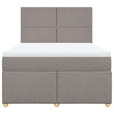 vidaXL Κρεβάτι Boxspring με Στρώμα Taupe 140x190 εκ. Υφασμάτινο