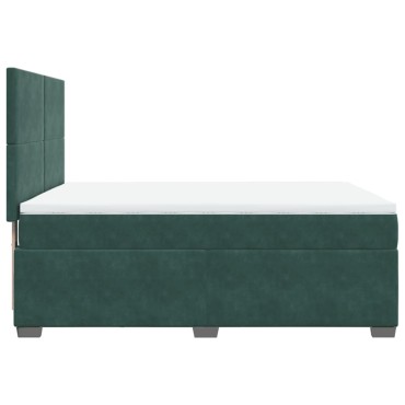 vidaXL Κρεβάτι Boxspring με Στρώμα Σκούρο Πράσινο 140x200εκ. Βελούδινο