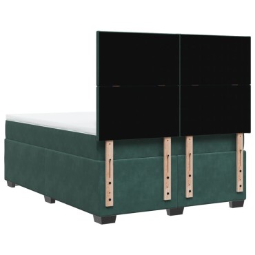 vidaXL Κρεβάτι Boxspring με Στρώμα Σκούρο Πράσινο 140x200εκ. Βελούδινο