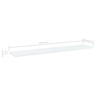 vidaXL Ράφια Βιβλιοθήκης 4 τεμ. Λευκά 100x20x1,5cm από Επεξ. Ξύλο