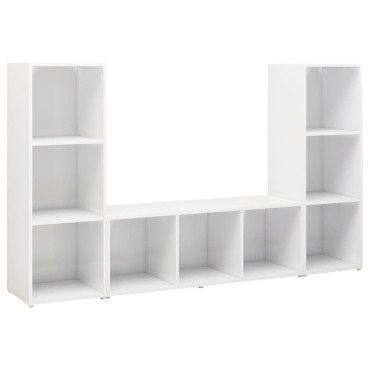 vidaXL Έπιπλα Τηλεόρασης 3 τεμ. Λευκά 107x35x37cm Μοριοσανίδα