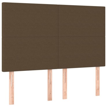 vidaXL Κρεβάτι Boxspring με Στρώμα Σκούρο Καφέ 140x190 εκ. Υφασμάτινο