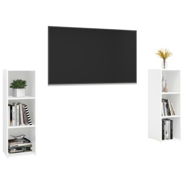 vidaXL Έπιπλα Τηλεόρασης 2 τεμ. Λευκά 107x35x37cm Μοριοσανίδα