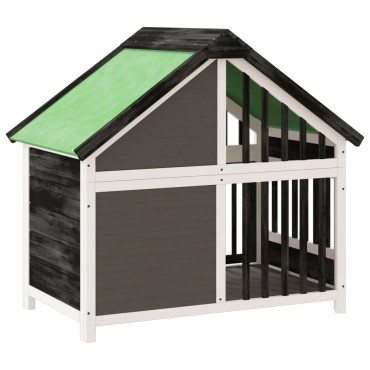vidaXL Σπίτι Σκύλου Γκρι 96 x 60,5 x 87 εκ. από Μασίφ Ξύλο Πεύκου