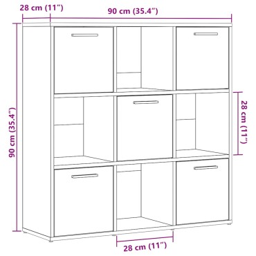 vidaXL Βιβλιοθήκη Τεχνίτης Δρυς 90x28x90cm Επεξεργασμένο Ξύλο 1 τεμ.