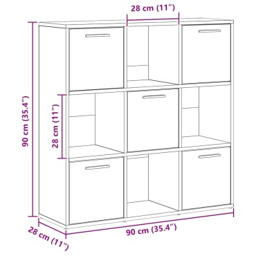 vidaXL Βιβλιοθήκη Τεχνίτης Δρυς 90x28x90cm Επεξεργασμένο Ξύλο 1 τεμ.