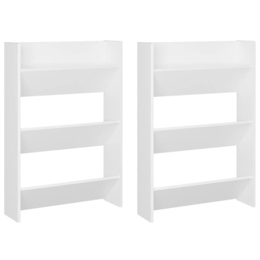 vidaXL Παπουτσοθήκες Τοίχου 2 τεμ. Λευκές 60x18x90cm από Μοριοσανίδα