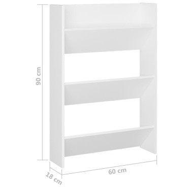 vidaXL Παπουτσοθήκες Τοίχου 2 τεμ. Λευκές 60x18x90cm από Μοριοσανίδα