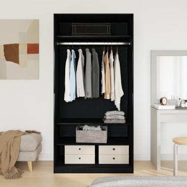 vidaXL Ντουλάπι Μαύρη Οξυά 100x50x200cm Επεξεργασμένο Ξύλο