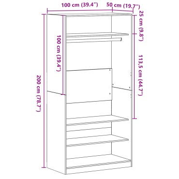 vidaXL Ντουλάπι Μαύρη Οξυά 100x50x200cm Επεξεργασμένο Ξύλο