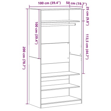 vidaXL Ντουλάπι Μαύρη Οξυά 100x50x200cm Επεξεργασμένο Ξύλο