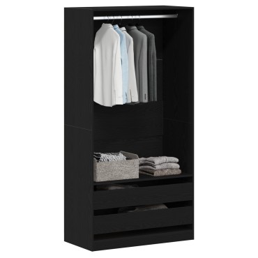 vidaXL Ντουλάπα Μαύρο Δρυς 100x50x200cm Επεξεργασμένο Ξύλο 1 τεμ.