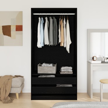 vidaXL Ντουλάπα Μαύρο Δρυς 100x50x200cm Επεξεργασμένο Ξύλο 1 τεμ.