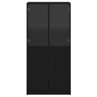 vidaXL Υψηλό ντουλάπι με πόρτες Μαύρη Δρυς 68x37x142cm Επεξεργασμένο ξύλο 1 τεμ.