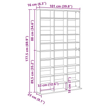 vidaXL Ντουλάπι CD Μαύρο Δρυς 101x23x177,5cm από Συνθετικό Ξύλο 1 τεμ.