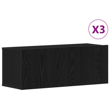 vidaXL Σετ 3 τμημάτων για τηλεόραση Μαύρο Επεξεργασμένο ξύλο 240x30x27cm