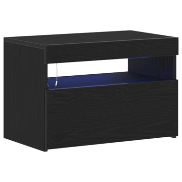 vidaXL Κομοδίνο με LED Φώτα Μαύρη Δρυός 60x35x40cm Ξύλινα 1 τεμ.