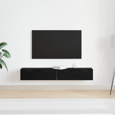 vidaXL Ντουλάπια Τοίχου 2 τεμ. Μαύρη Βελανιδιά 68x30x20cm Επεξεργασμένο Ξύλο