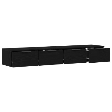 vidaXL Ντουλάπια Τοίχου 2 τεμ. Μαύρη Βελανιδιά 68x30x20cm Επεξεργασμένο Ξύλο