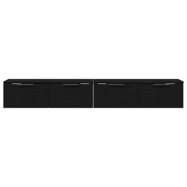 vidaXL Ντουλάπια Τοίχου 2 τεμ. Μαύρη Βελανιδιά 68x30x20cm Επεξεργασμένο Ξύλο