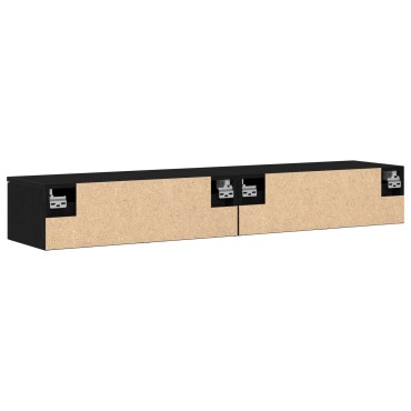 vidaXL Ντουλάπια Τοίχου 2 τεμ. Μαύρη Βελανιδιά 68x30x20cm Επεξεργασμένο Ξύλο