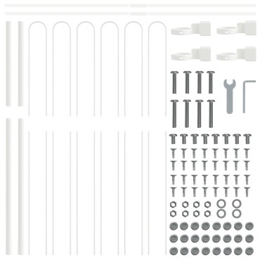 vidaXL Κήπος Φράχτης με Στεφάνι Λευκό 3,4x1,5 μ ΜSteel 170x5 cm