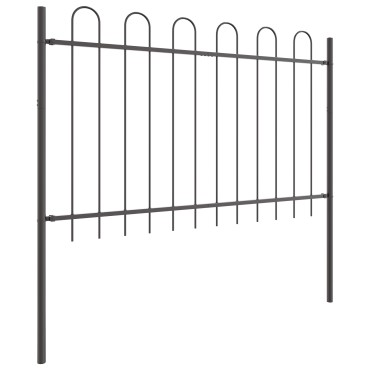Φράχτης Κήπου με Hoop Top Γκρι 8,5x1,2 μ Χάλυβας 170x3.5x170 cm