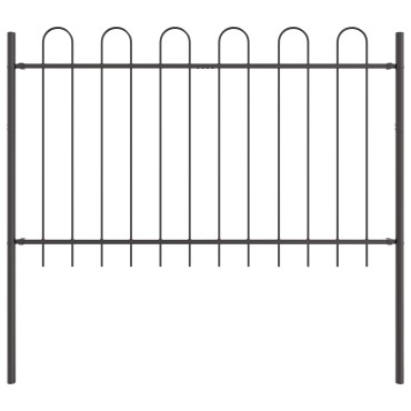 Φράχτης Κήπου με Hoop Top Γκρι 8,5x1,2 μ Χάλυβας 170x3.5x170 cm