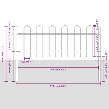 vidaXL Φράκτης Κήπου με Καπέλο Λευκό 8,5x0,8 μ 170x3.4x130cm