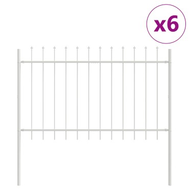 vidaXL Φράχτης Κήπου με Στηρίγματα Λευκό 10,2x1,2 μ Χάλυβας 170x3.5x170cm