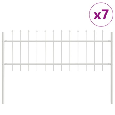 vidaXL Φράκτης Κήπου με Σαΐτες Λευκός 11,9x0,6 μ Σίδερο 170x90x5 cm